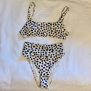 Aerie swimsuit bikini cheetah print polka dots